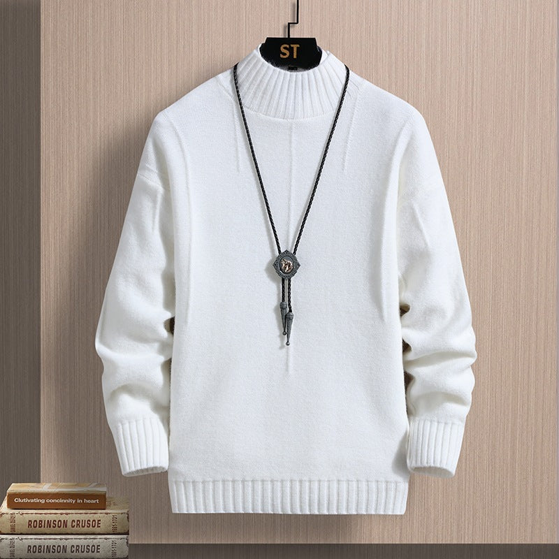 Autumn Middle-collar Long Sleeve Jacquard Pullover