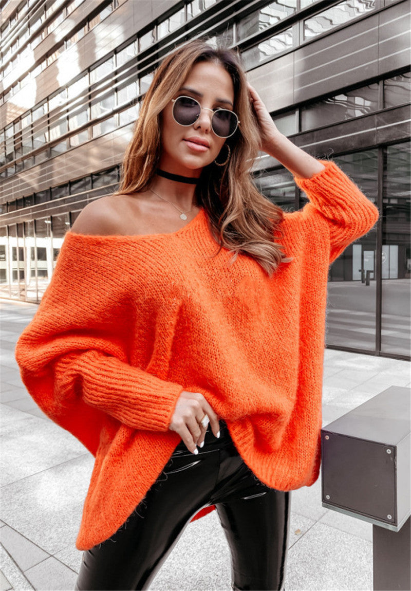 New Loose V-neck Off-shoulder Knitwear Casual